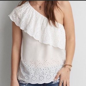 AE One Shoulder Eyelet Top